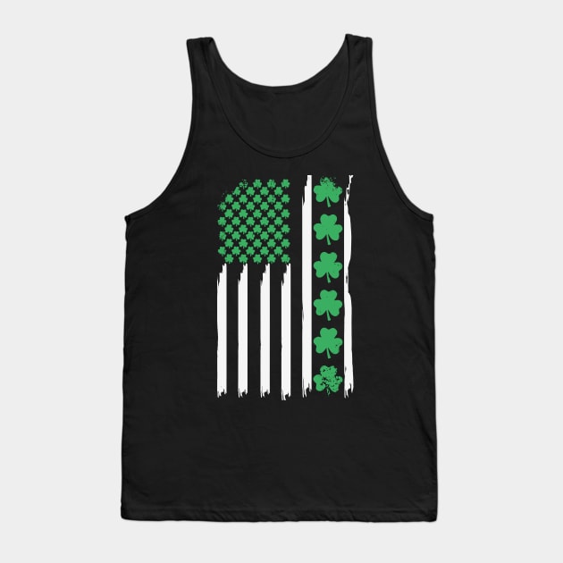 US American Flag with Shamrocks 4 St Patricks day Tank Top by Shopinno Shirts